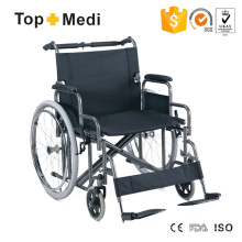 Topmedi Products 2016 Silla de ruedas manual bariátrica plegable de acero para trabajo pesado